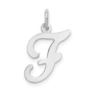 14k White Gold, Sophia Collection, Small Script Initial F Pendant